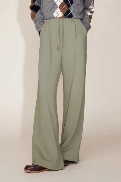 Fabrique Jane Contrast Trimmed Elastic Waist Track Pants In Cotton In Green