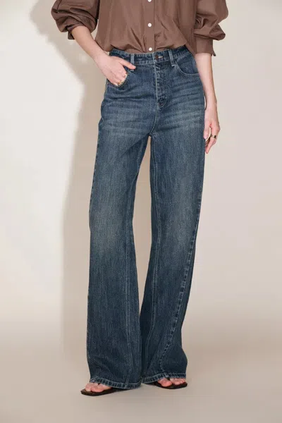 Fabrique Jennifer Forward Seams Barrel Leg Jeans In Cotton Denim In Blue