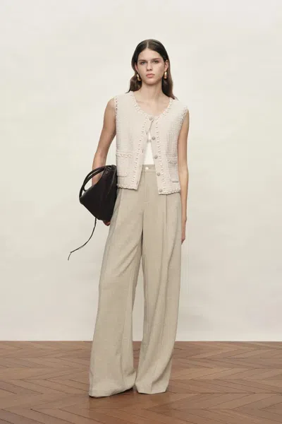 Fabrique Jinelle Hand-crocheted Textured Sleeveless Vest Top In Cotton Knit In Neutral