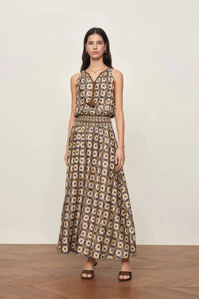 Fabrique Jocelyn Sleeveless Dress In Crinkled Silk Blend In Multi