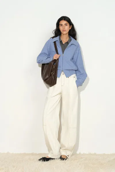 Fabrique Josephine Striped Shirt Jacket In Cotton Blend In Blue
