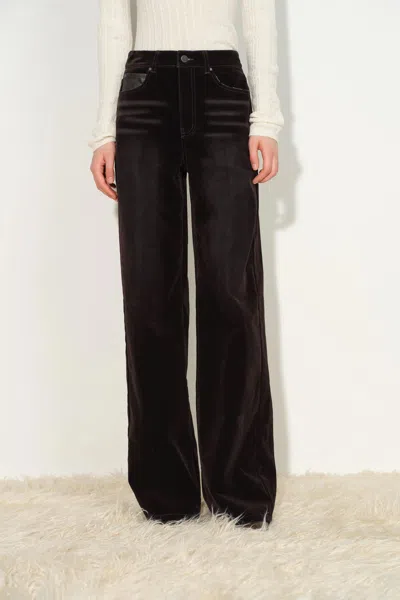 Fabrique Kalia Vintage Slim Straight Leg  Jeans In Velvet Flocked Denim In Black