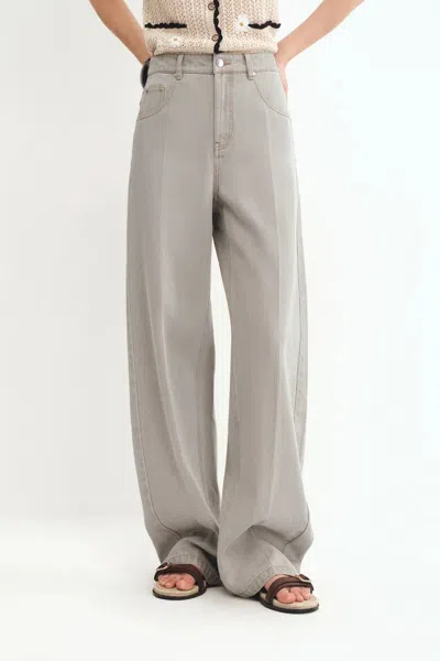Fabrique Karin Baggy Jeans In Washed Cotton Denim In Gray