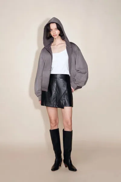 Fabrique Kylie Rhinestone Gradient Hoodie Jacket In Higher Weight Cotton In Gray