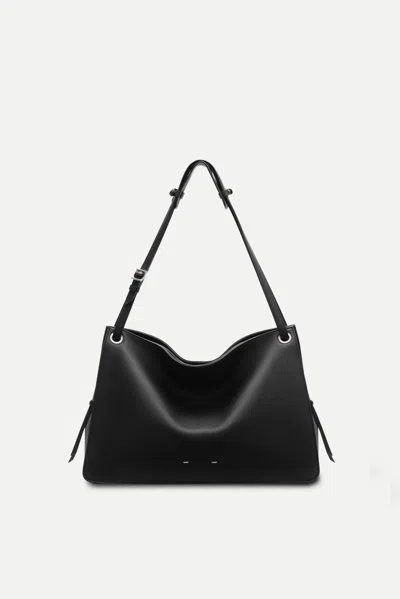 Fabrique La Scala Large Bag In Pebble Grain Top Grain Leather In Black
