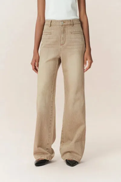 Fabrique Lauren Single Pocket Jeans In Cotton Denim In Brown