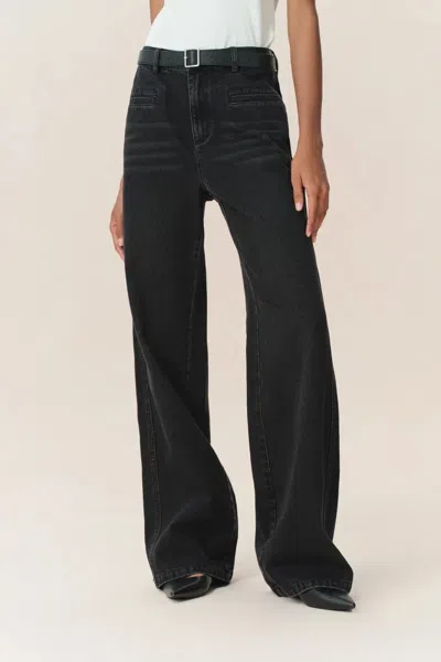 Fabrique Lauren Straight Leg Jeans In Cotton Denim In Black
