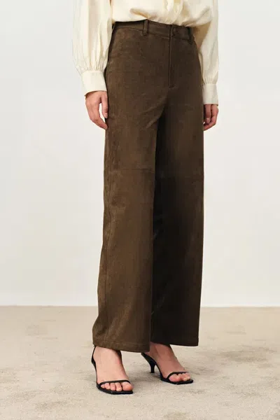 Fabrique Lene Roomy Straight Leg Track Pants In Faux Suede