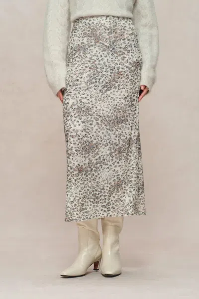 Fabrique Leopard Midi Skirt In Stretch Sequin Mesh In Animal Print