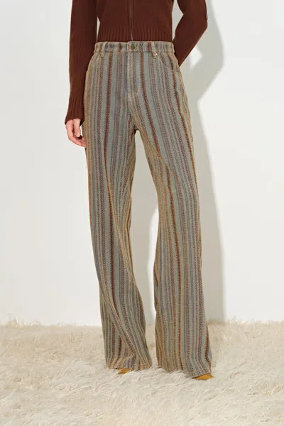 Fabrique Lila Corduroy Stripe Straight Leg Jeans In Flocked Denim In Gray