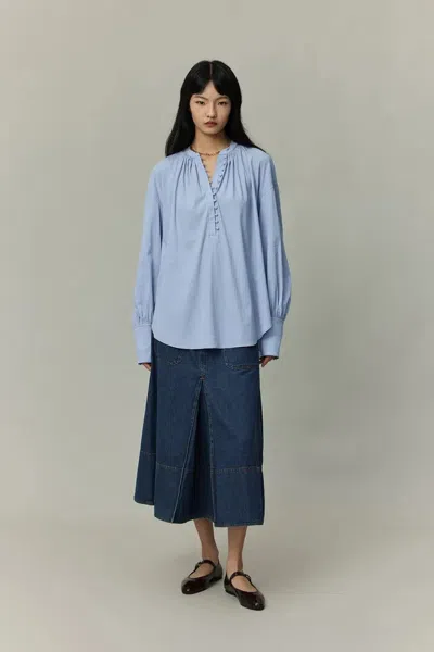 Fabrique Lila Laidback French Shirt In Tencel-cotton In Blue