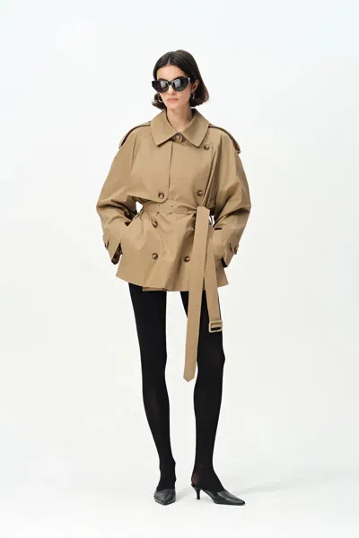 Fabrique Lina Cropped Trench Coat In Cotton Twill
