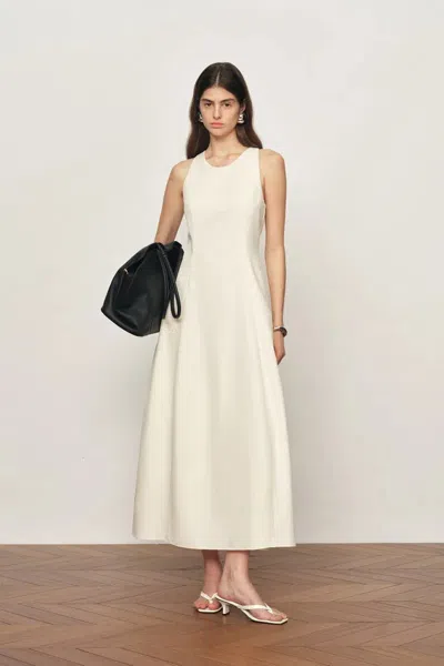 Fabrique Lina Easy Care Bubble Hem Sleeveless Dress In Structured Lightweight Fabric In Neutral
