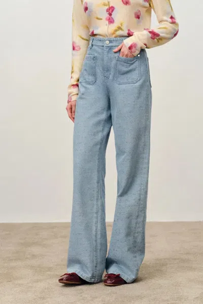 Fabrique Linna Double Patch Pocket Jeans In Colorful Dot Denim In Blue