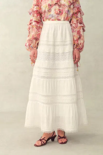 Fabrique Liora Boho Lace Maxi Skirt In Cotton In Neutral