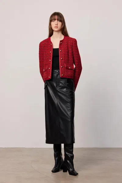 Fabrique Lisa Double-breasted Jacket In Textured Tweed In Red