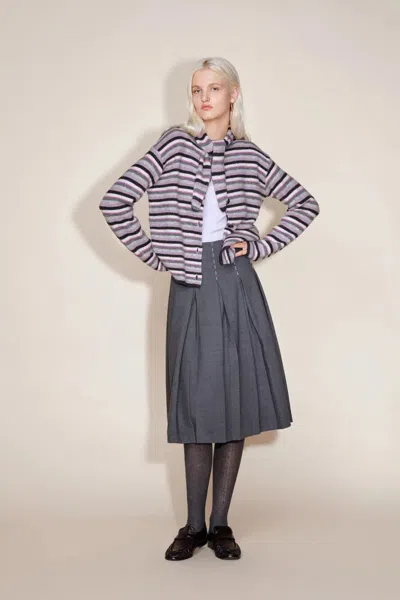 Fabrique Loli Colorful Striped Knit Cardigan In Merino-silk-cashmere Blend In Multi