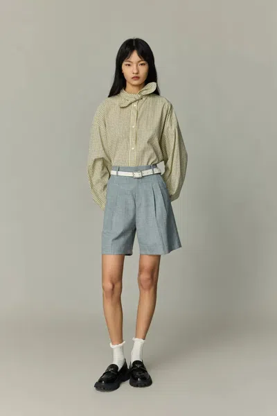 Fabrique Lorna Plaid Blouse In Tencel-cotton In Yellow