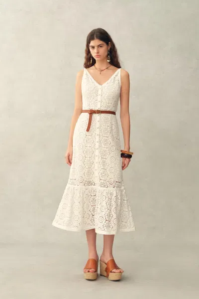 Fabrique Louise Faux Crochet Cover Up Sleeveless Dress In Cotton Yarn Blend In Animal Print