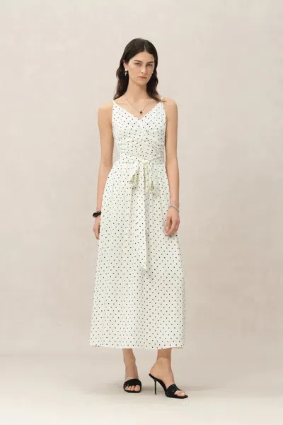 Fabrique Luna Polka Dot Tie Dress In Mulberry Silk In Multi