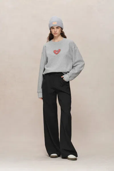 Fabrique Luna Zodiac Long Sleeve Sweatshirt In Cotton Knit In Gray