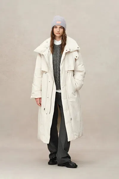 Fabrique Maddalena White Duck Down Long Down Coat In Ultra Light Fabric