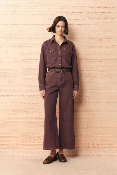 Fabrique Madeleine Vintage Relaxed Shirt In Lightweight Denim In Brown