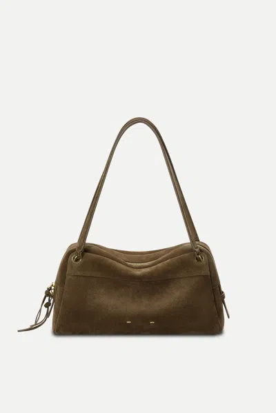 Fabrique Marais Soft Boston Medium Bag In Suede In Green