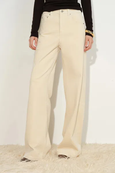 Fabrique Margot Barrel Leg Pants In Washed Corduroy In White