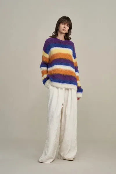 Fabrique Marie Striped Knit Sweater In Alpaca Mohair Blend Knit In Multi