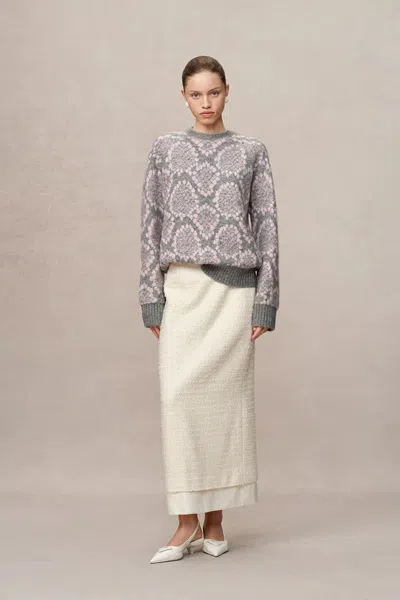 Fabrique Masina Sequined Snake Zodiac Sweater In Chunky Merino Wool Knit In Pink