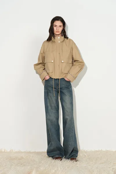 Fabrique Mckenna Detachable Hood Layered Utility Jacket In Brown