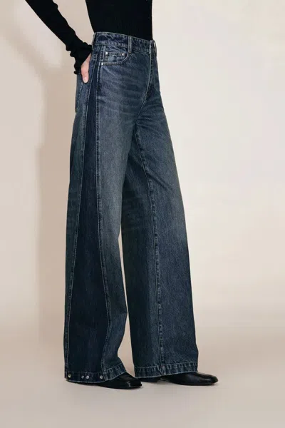Fabrique Mia Two Tone Panel Jeans In Cotton Denim In Blue