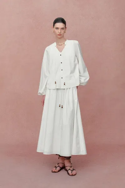 Fabrique Mignon Top And Maxi Skirt Matching Set In Upf 200+ Cotton-feel Sun Protection In White