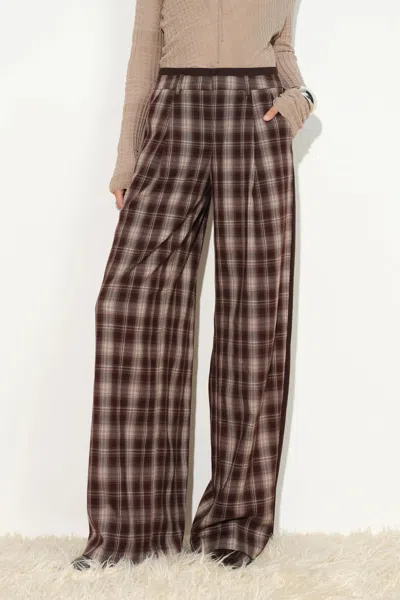 Fabrique Minerva Contrast Panel Layered Waist Pants In Brown