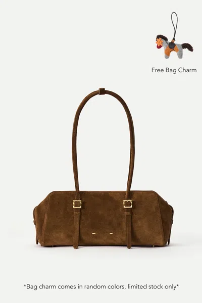Fabrique Monti East West Shoulder Bag In Suede Calfskin