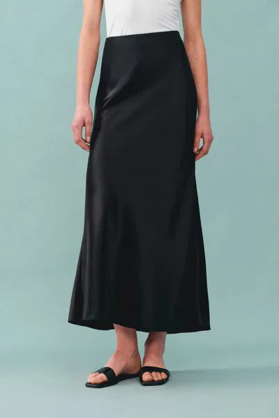 Fabrique Moon Black Skirt In Premium Silky Satin