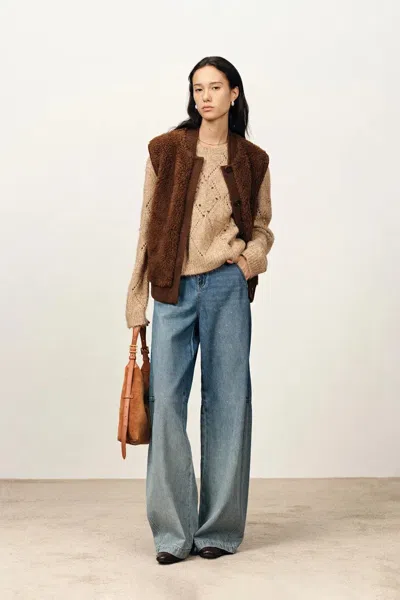 Fabrique Morita Faux Fur Sherpa Fleece Vest Jacket In Alpaca-merino Teddy