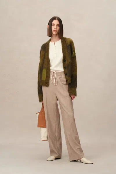 Fabrique Nacton Plaid Cardigan In Baby Alpaca Blend Knit In Green