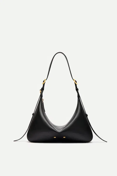 Fabrique Navigli Shoulder Hobo Bag In Nappa Calfskin In Black