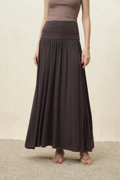 Fabrique Nemesis Drapy Ruched Skirt In Tencel Blend In Yellow