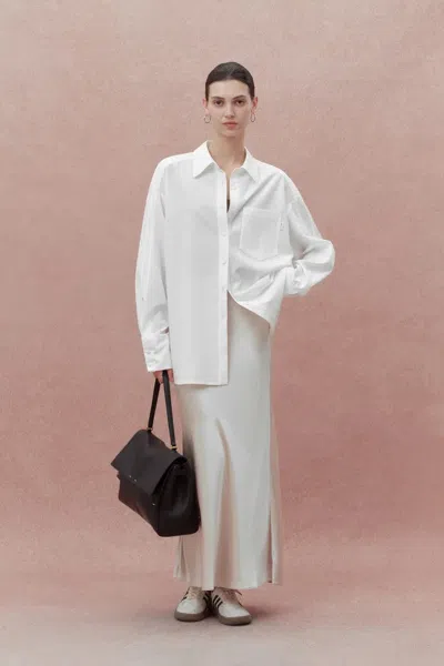 Fabrique Nicole Oversized Shirt In Cotton Plain Weave In White