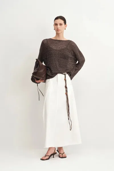 Fabrique Nicole Reversible Front Or Back Sweater In Cashmere Blend Knit In Brown