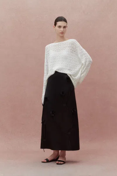 Fabrique Nicole Reversible Front Or Back Sweater In Triacetate With Cashmere Knit In White