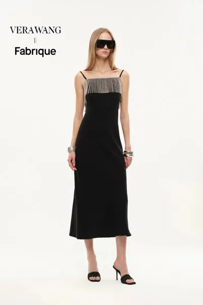 Fabrique Nocturne Embellished Slip Dress In Cotton In Black