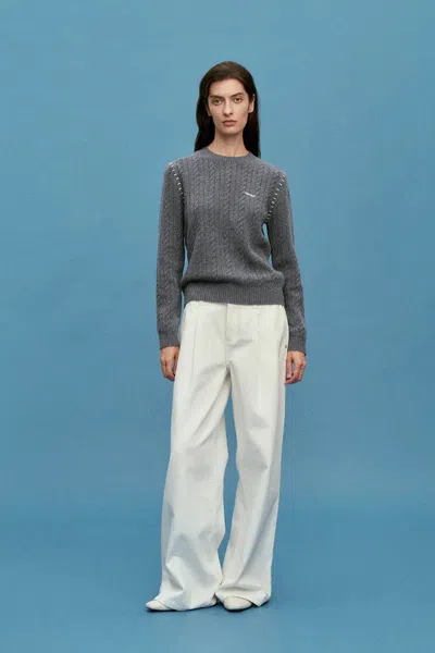 Fabrique Nova Sweater In Merino-cashmere Cable Knit In Gray