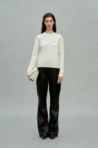 Fabrique Nova Sweater In Merino-cashmere Cable Knit In White