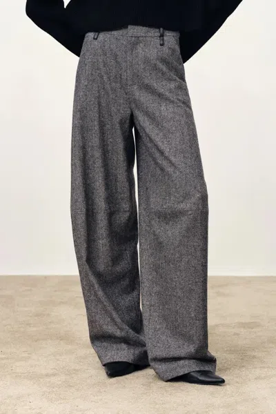 Fabrique Oakley Oversized Suit Pants In Lightweight Merino Herringbone In Gray