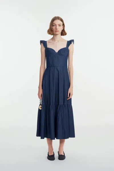 Fabrique Ocean Dress In Washed Cotton Denim In Blue