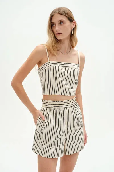 Fabrique Ohio Cropped Tank Top And Shorts In Cotton Poplin In Black